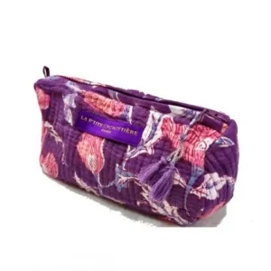 Block Print Indian Large Toiletries Bag Purple/Pink