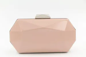 FABUCCI nude-pink patent octagonal clutch